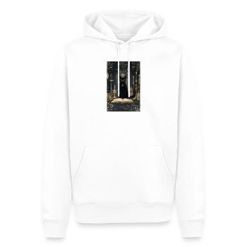 Alchimiste du Chat de Minuit - Sweat à capuche Premium bio Homme - blanc - Devant - Nico (187cm)