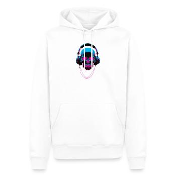Crâne néon avec casque - Sweat à capuche Premium bio Homme - blanc - Devant - Nico (187cm)