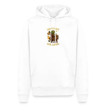 Loot First, Ask Later - Männer Premium Bio Hoodie - Weiß - Vorne - Nico (187cm)
