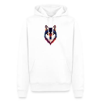 Farbiger Wolfkopf Wolfsblick Wolf Kopf Motiv - Männer Premium Bio Hoodie - Weiß - Vorne - Nico (187cm)