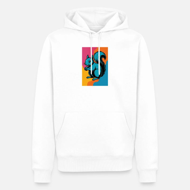 Buntes Eichhörnchen Pop Art - Männer Premium Bio Hoodie - Weiß