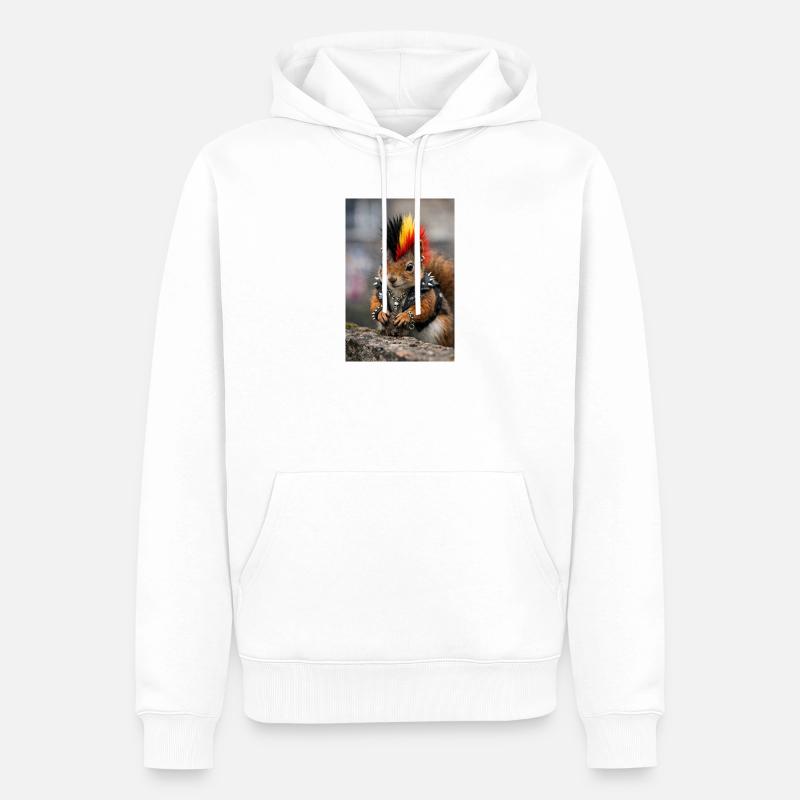 Punk Eichhörnchen mit Lederweste - Männer Premium Bio Hoodie - Weiß