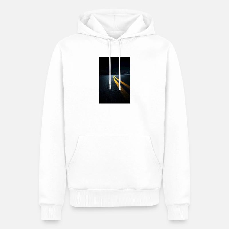 Perspective de la route de minuit - Sweat à capuche Premium bio Homme - blanc