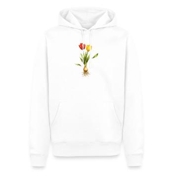 Deux tulipes avec un bulbe et des racines visibles - Sweat à capuche Premium bio Homme - blanc - Devant - Nico (187cm)