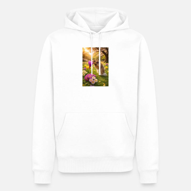 Chico11 : Le début du printemps avec la fleur 2026 - Sweat à capuche Premium bio Homme - blanc