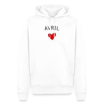 Future maman Avril – Bébé en route ❤️ - Sweat à capuche Premium bio Homme - blanc - Devant - Nico (187cm)
