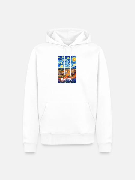 Bangui Cityscape Poster Starry Night - Männer Premium Bio Hoodie - Weiß