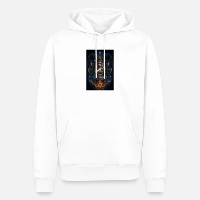 Wikinger Freya Hugin & Munin Wolf Runen - Männer Premium Bio Hoodie - Weiß