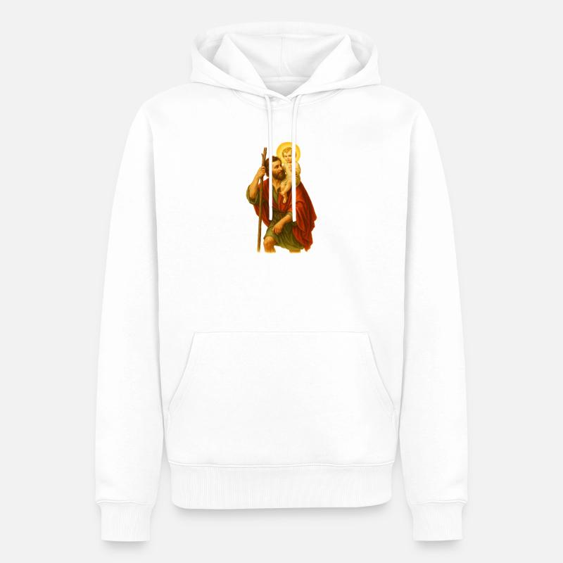 Saint Compagnon avec l’Enfant - Sweat à capuche Premium bio Homme - blanc