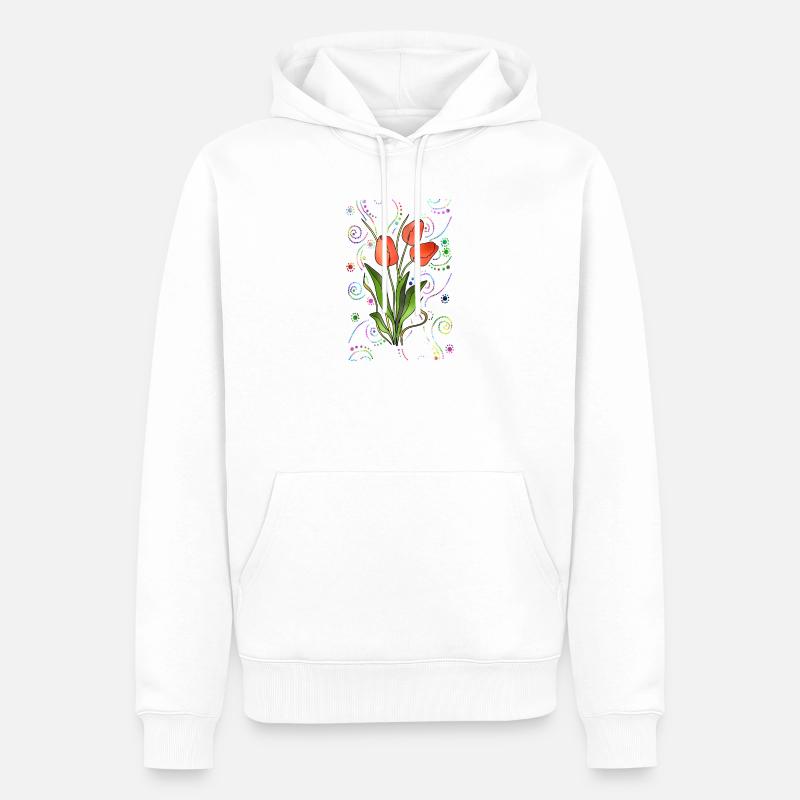 Fleur - Sweat à capuche Premium bio Homme - blanc
