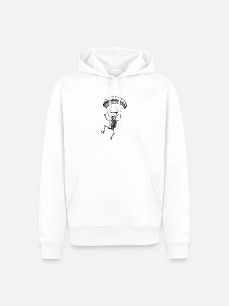 Skelett mit Fallschirm Abenteuer Motiv - Männer Premium Bio Hoodie - Weiß