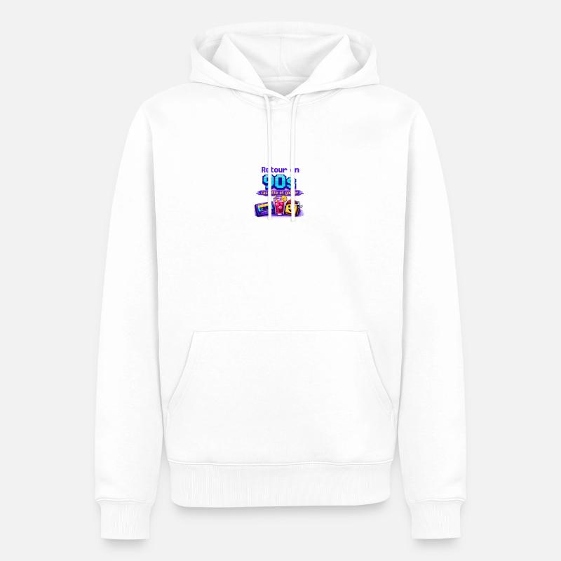 Retour en 90s: cassette et goûter - Sweat à capuche Premium bio Homme - blanc