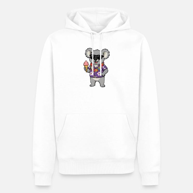 Glace hawaïenne Koala - Sweat à capuche Premium bio Homme - blanc