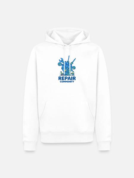Cultuur van gereedschappen van de reparatiegemeenschap - Mannen Premium Bio hoodie - wit