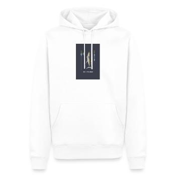 Hooked on the Moment – Angel Poster - Männer Premium Bio Hoodie - Weiß - Vorne - Nico (187cm)