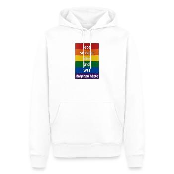 Lebe so dass AfD was dagegen hätte - Männer Premium Bio Hoodie - Weiß - Vorne - Nico (187cm)