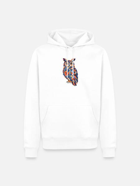 PatchworkEule Farbenpracht - Männer Premium Bio Hoodie - Weiß