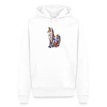Motif floral patchwork de renard - Sweat à capuche Premium bio Homme - blanc - Devant - Nico (187cm)