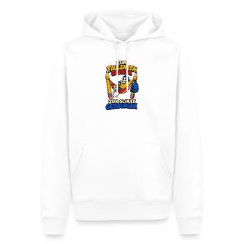 Zum Faulenzen geboren – zur Schule gezwungen - Männer Premium Bio Hoodie - Weiß - Vorne - Nico (187cm)