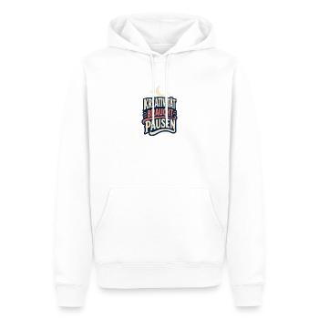 Kreativität braucht Pausen – Kreativ Spruch - Männer Premium Bio Hoodie - Weiß - Vorne - Nico (187cm)