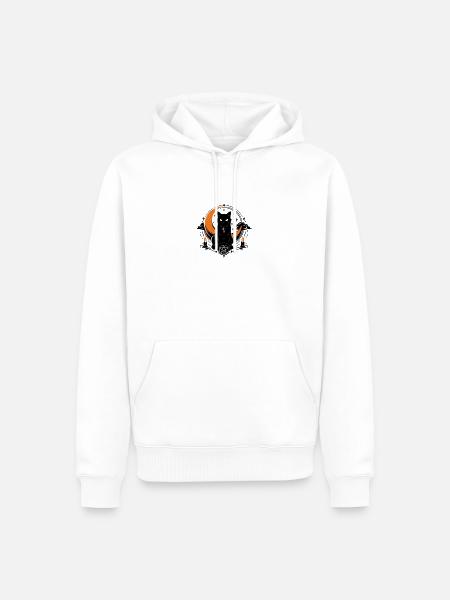 Mondzauber: Schwarze Katze - Männer Premium Bio Hoodie - Weiß