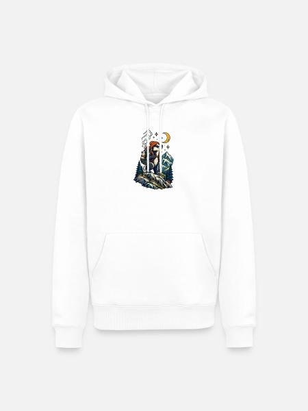 Monddachs auf Bergwanderung - Männer Premium Bio Hoodie - Weiß
