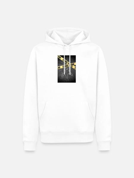 Eine Umriss einer Person auf einer Straße. Mord? - Männer Premium Bio Hoodie - Weiß
