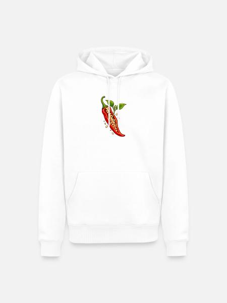 Roter Chili mit Samenakzent - Männer Premium Bio Hoodie - Weiß