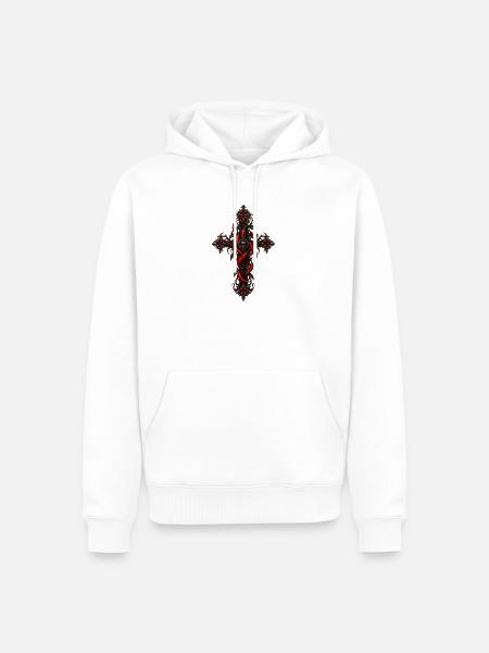 Gothic Chili Kreuz - Männer Premium Bio Hoodie - Weiß
