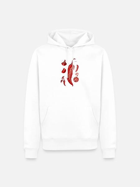 Anatomische Chili-Illustration in Rot - Männer Premium Bio Hoodie - Weiß