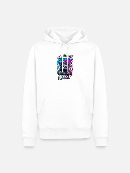 Eat Sleep Game Panda Neon - Männer Premium Bio Hoodie - Weiß
