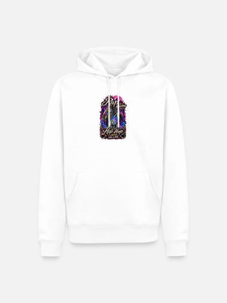 RapLebt HipHop Neon - Männer Premium Bio Hoodie - Weiß