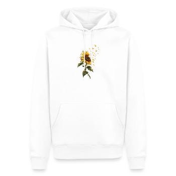 Sonnenblume mit Schmetterlingen - Männer Premium Bio Hoodie - Weiß - Vorne - Nico (187cm)