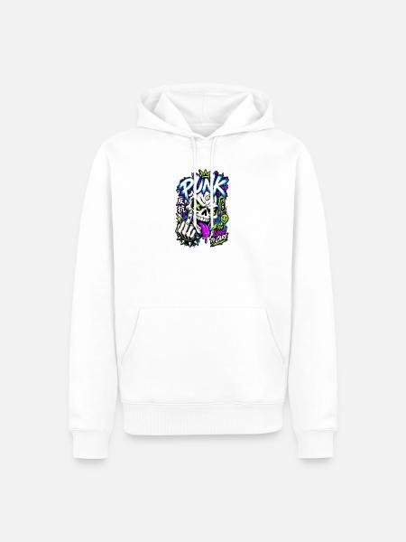Neon Punk Schädel Grafik - Männer Premium Bio Hoodie - Weiß
