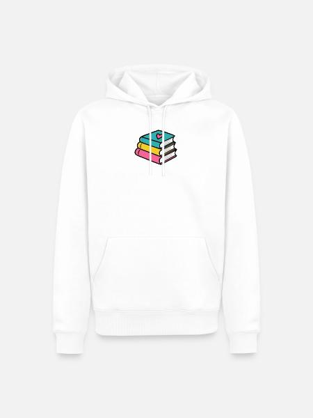 Bücherstapel Herz Design - Männer Premium Bio Hoodie - Weiß
