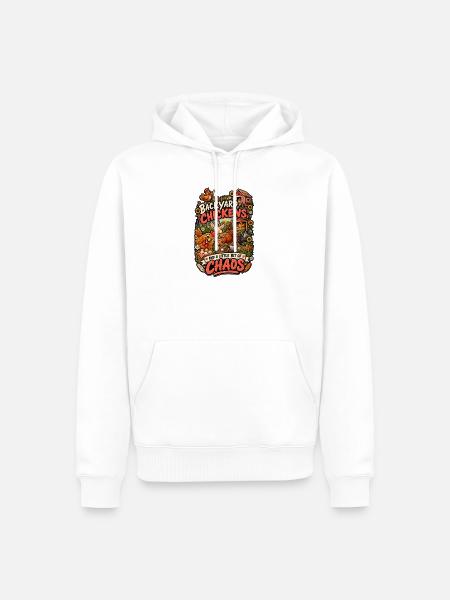 Backyard Chicken Chaos - Männer Premium Bio Hoodie - Weiß