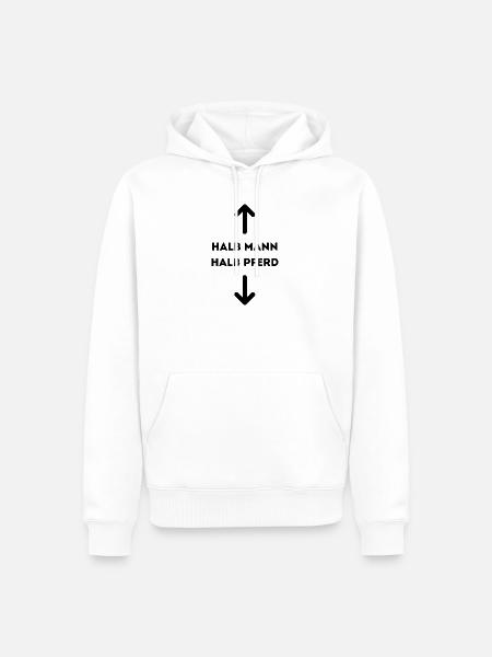 Halb Mann halb Pferd - Männer Premium Bio Hoodie - Weiß
