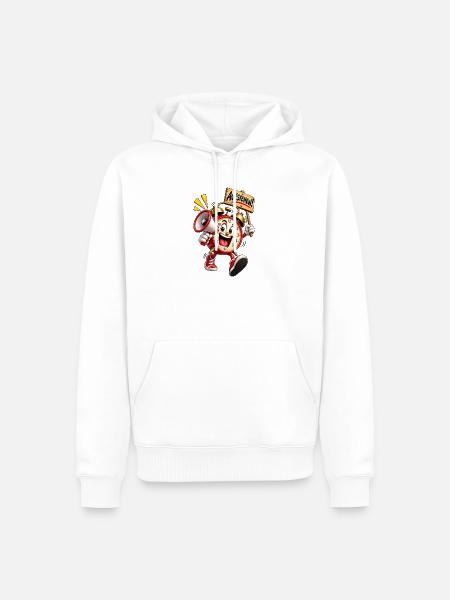Aufstehen! Cartoon Alarmuhr - Männer Premium Bio Hoodie - Weiß