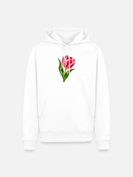 Rosa Tulpenblüte - Männer Premium Bio Hoodie - Weiß