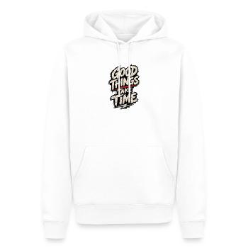 Good Things Take Time Poster - Männer Premium Bio Hoodie - Weiß - Vorne - Nico (187cm)