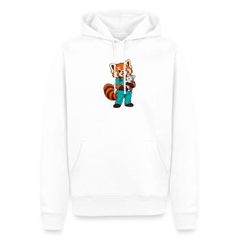 Tierarzt Red Panda hält ein Kätzchen - Männer Premium Bio Hoodie - Weiß - Vorne - Nico (187cm)