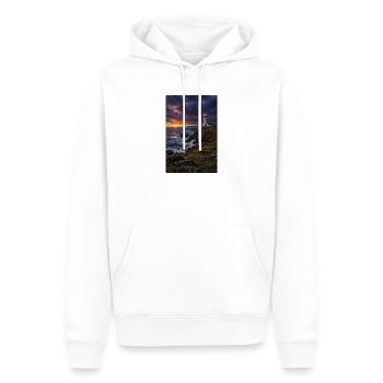 Dusk Lighthouse an der Rocky Coast - Männer Premium Bio Hoodie - Weiß - Vorne - Nico (187cm)