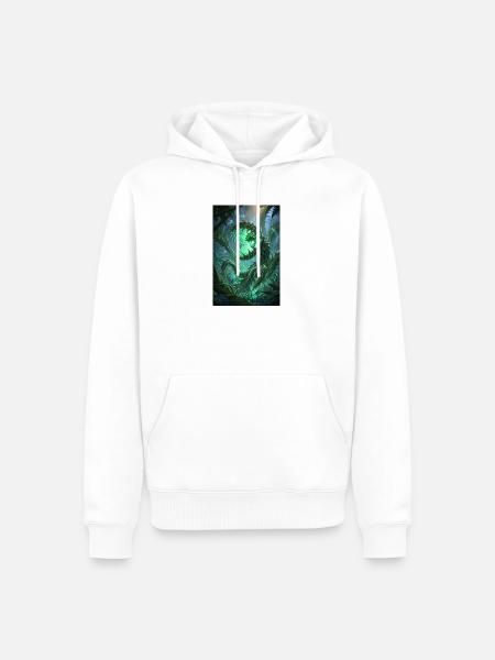 Grüne Schlange im Neonwald - Männer Premium Bio Hoodie - Weiß