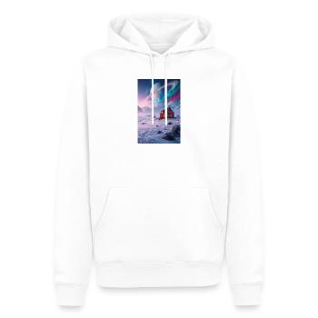 Aurora-Hütte unter dem Ringplaneten - Männer Premium Bio Hoodie - Weiß - Vorne - Nico (187cm)