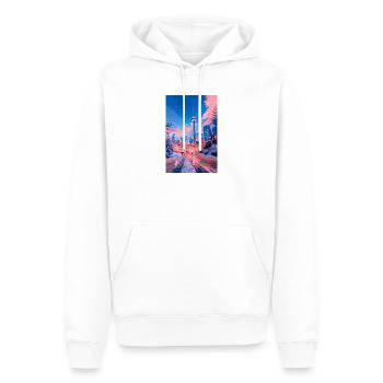 Neon-Schnee-Stadtlandschaft - Männer Premium Bio Hoodie - Weiß - Vorne - Nico (187cm)
