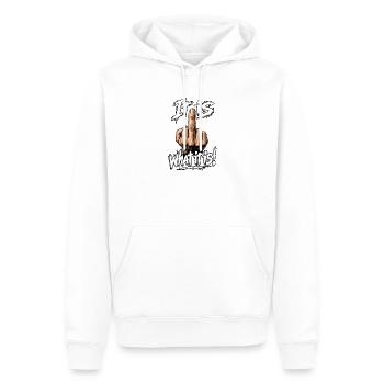 It is what it is! 🖕 Freches Statement Shirt - Männer Premium Bio Hoodie - Weiß - Vorne - Nico (187cm)