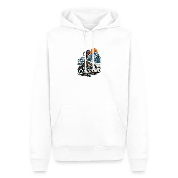 Above_the_Cloudline_Vintage_Mountain_Running_De - Männer Premium Bio Hoodie - Weiß - Vorne - Nico (187cm)