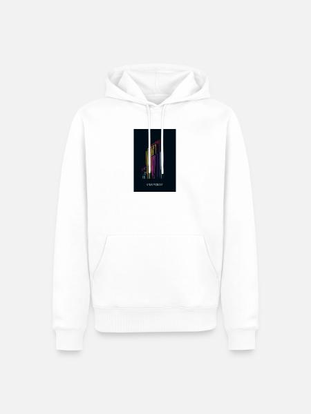 Urban Frequency – Moderne Skyline mit Schriftzug - Männer Premium Bio Hoodie - Weiß