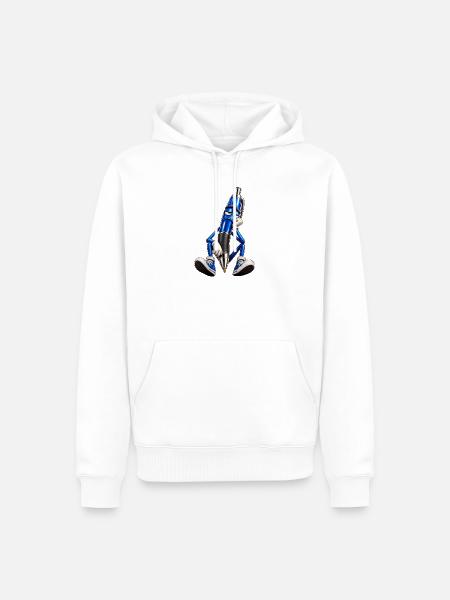 Blauer Stift Müde Cartoonfigur - Männer Premium Bio Hoodie - Weiß