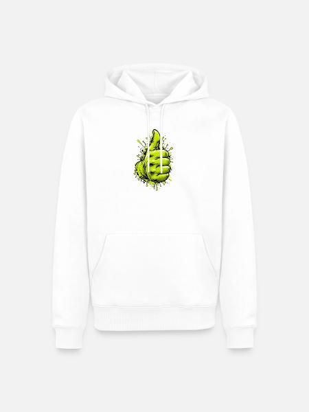 Neon Grüner Daumen Graffiti - Männer Premium Bio Hoodie - Weiß